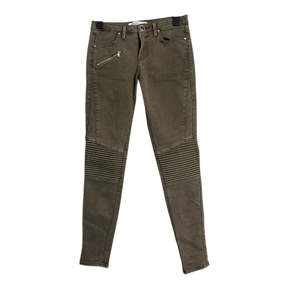 Zara Womens Moto Jeans Biker Motorcycle Skinny Gray Green 4 Basic Casual